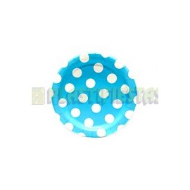 Plato pastelero polka dots Azul bebé 8 pz
