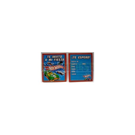 Invitación Hot Wheels 6 pz