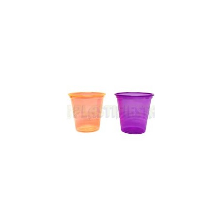 Vaso 2 oz Naranja con Morado neón 50 pzs