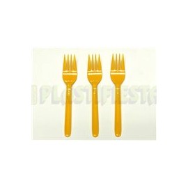 Tenedor mediano Amarillo brillante 25 pz