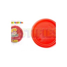 Plato de plástico redondo No.3 neón Rojo 25 pz