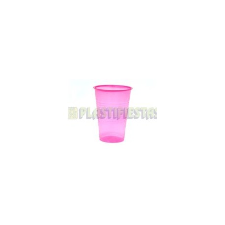 Vaso de plástico 8 oz neón Rosa 25 pz