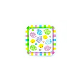 Plato pastelero Cuadros colores pascua cuadrado 10 pz