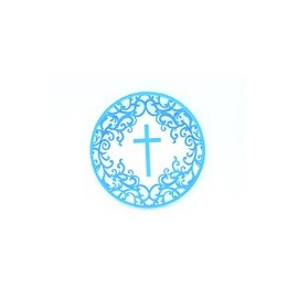 Plato pastelero Cruz elegante azul 8 pz