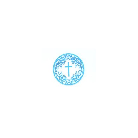 Plato pastelero Cruz elegante azul 8 pz