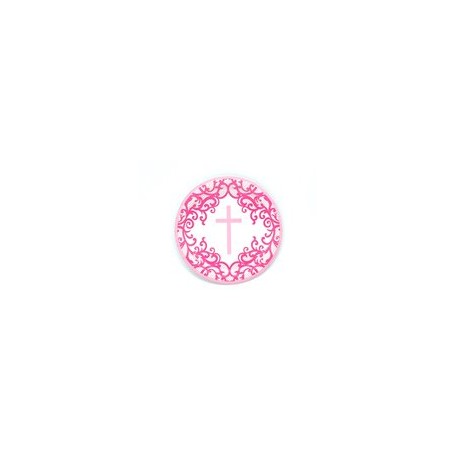 Plato pastelero Cruz elegante rosa 8 pz