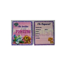 Invitación Paw Patrol Girl 6 pz