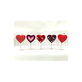 Vela Corazones palillos 5 pz