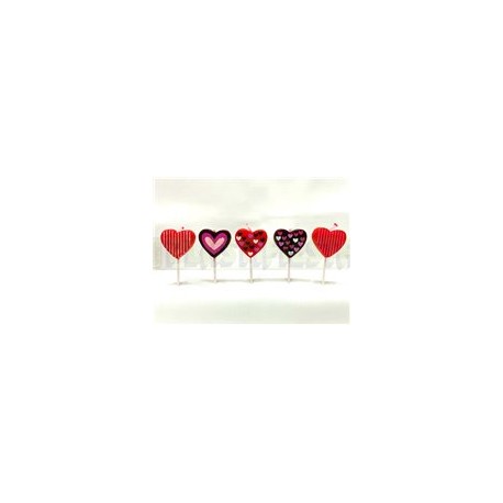 Vela Corazones palillos 5 pz
